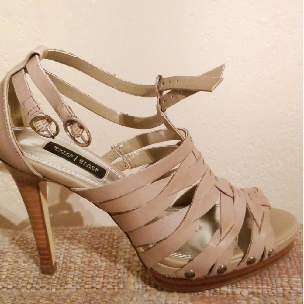 White House Black Market Nude Strappy Heels 5.5